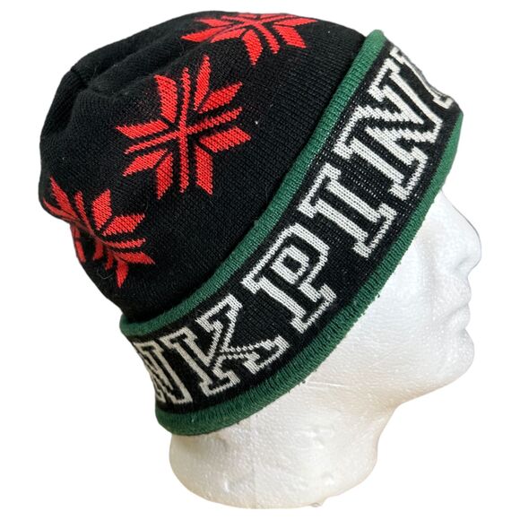 Victoria's Secret PINK Snowflake Black Slouchy Beanie One Size - Picture 1 of 6